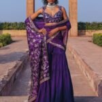 Purple baingani gharara with pallu