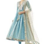 Blue reyna anarkali set