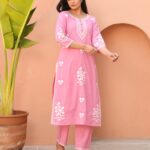Orchid Pink Embroidered Cotton Kurta Set