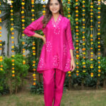Pink Handwork And Bandhej Work Co-Ord Set
