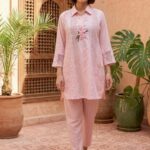 Baby Pink Cotton Handwork & Embroidered Co-Ord Set