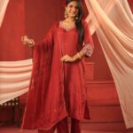 Crimson Red Handwork Suit Set