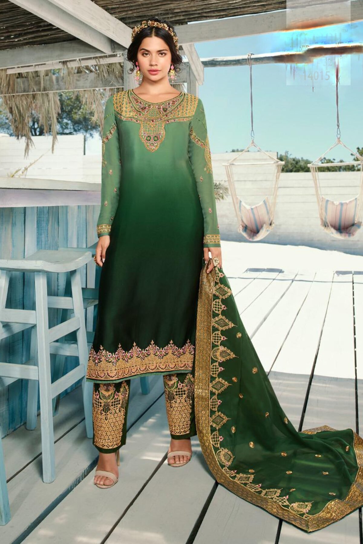 Green Embroidery Ready to Wear Contemporary Designer Salwar Kameez