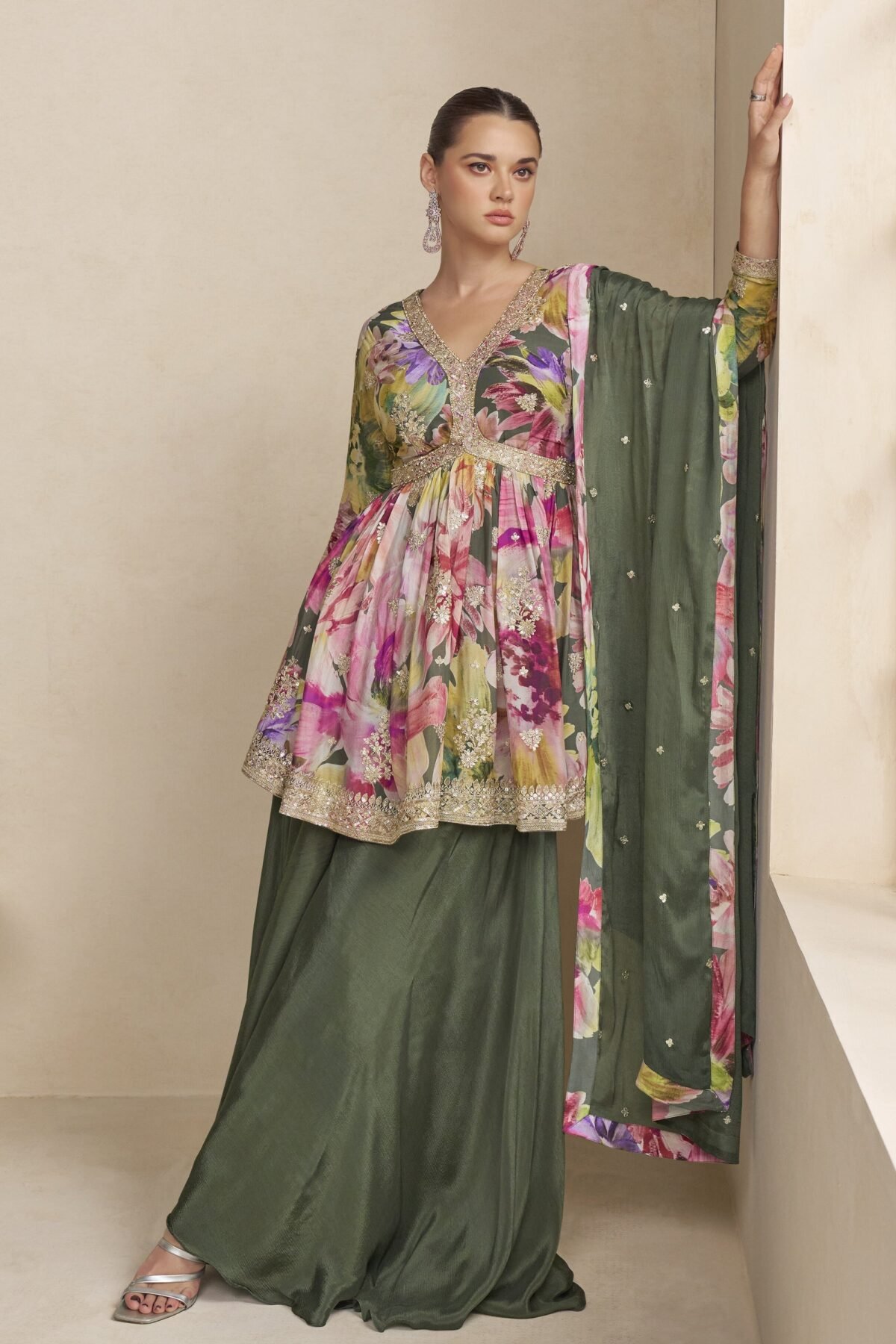 Women's Floral Palazzo Suit for Festivals & Events