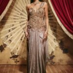 Hannah metallic grey drape sari and corset