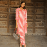 Red Striped Co-Ord Set With Patchwork