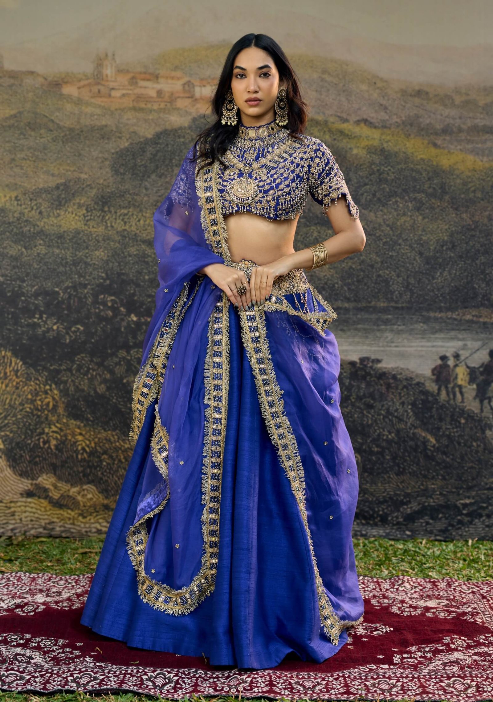Rhea electric blue lehenga set