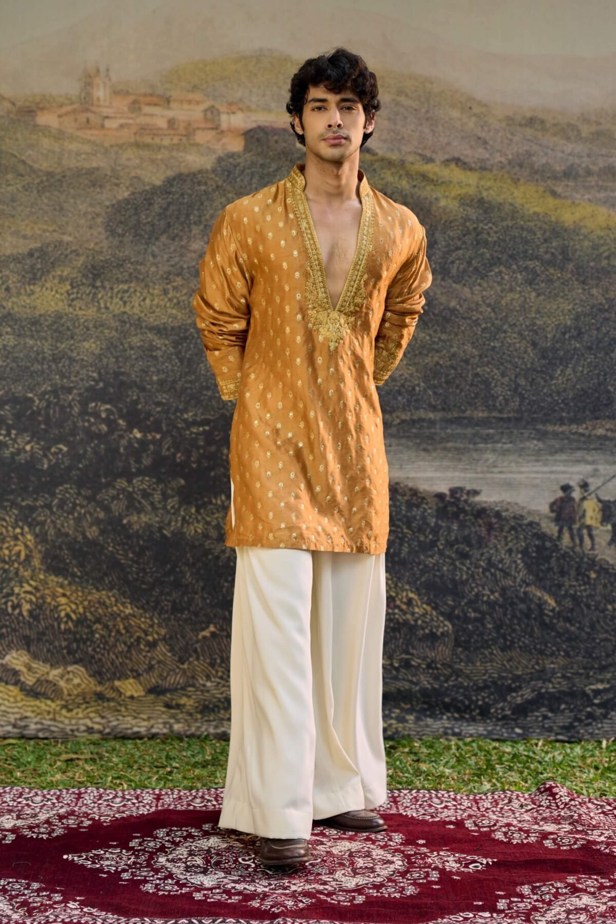 Harsh mustard ivory kurta set