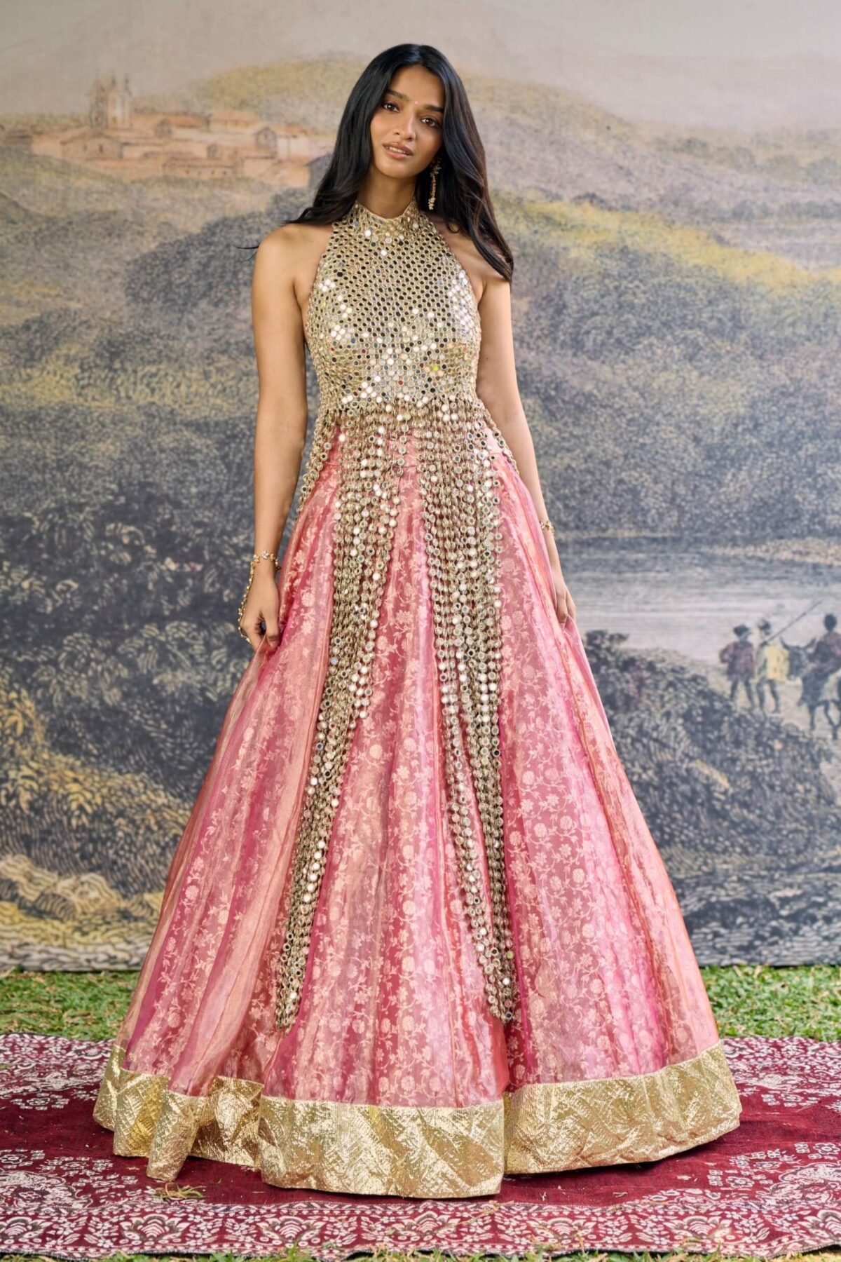 Gulbahar pink mirror lehenga and blouse
