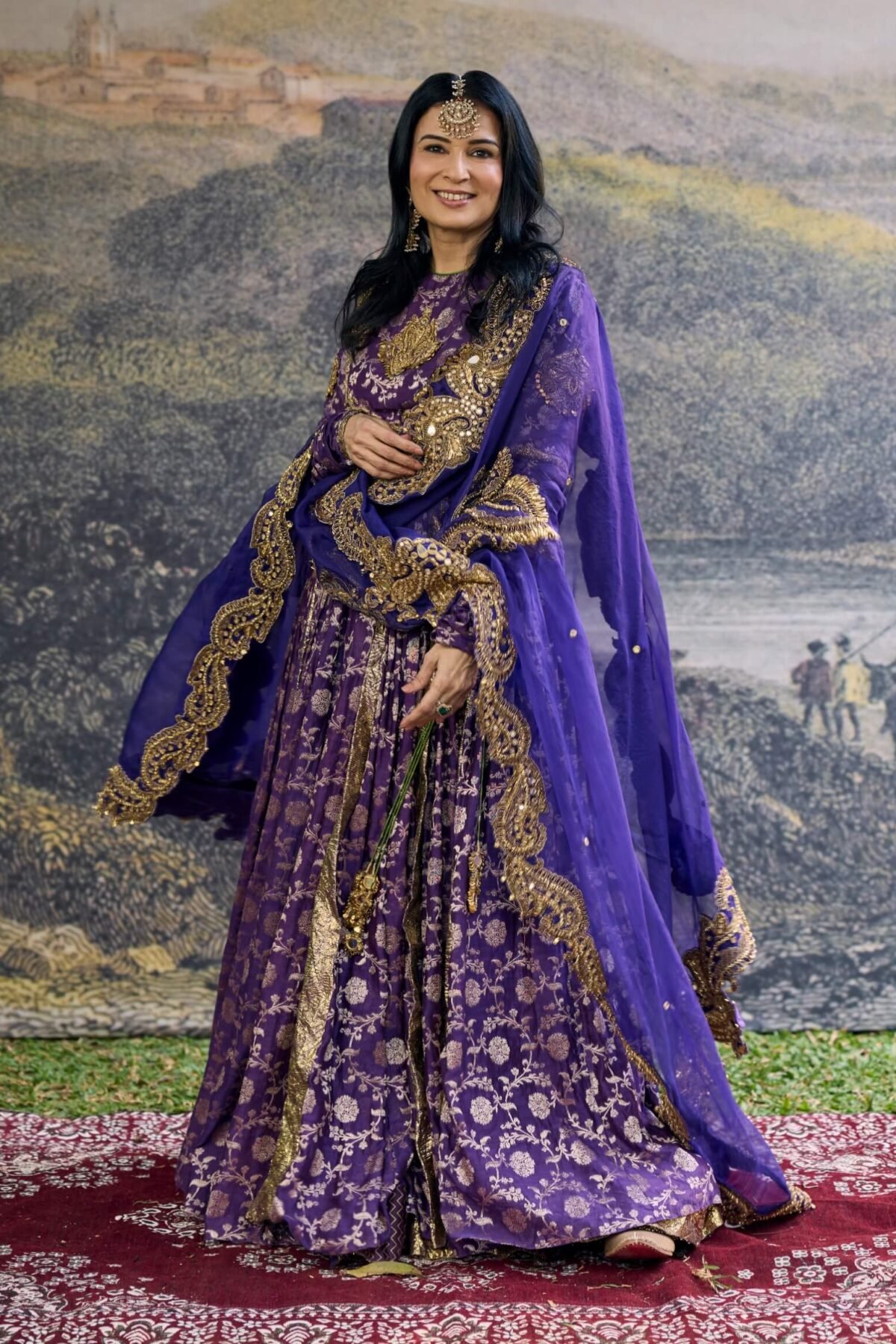 Vasundhara purple anarkali set