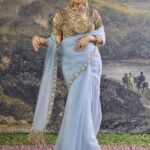 Neelambari powder blue sari and blouse