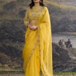 Peela tara yellow organza sari and blouse