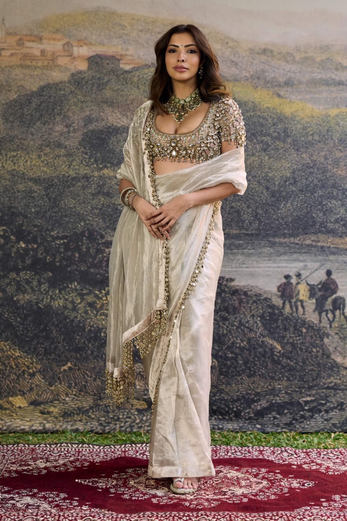Iraaya silver sari and blouse