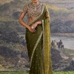 Zoya jewel olive organza sari and blouse