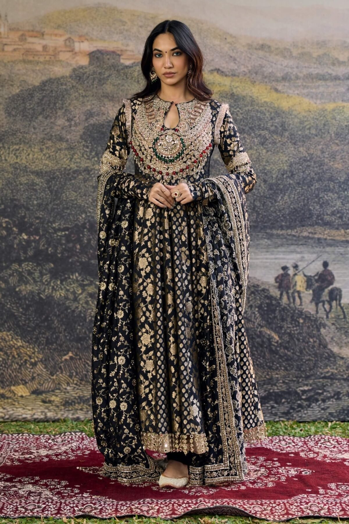 Nishangini black anarkali set
