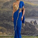 Neelanjana electric blue mirror sari and corset