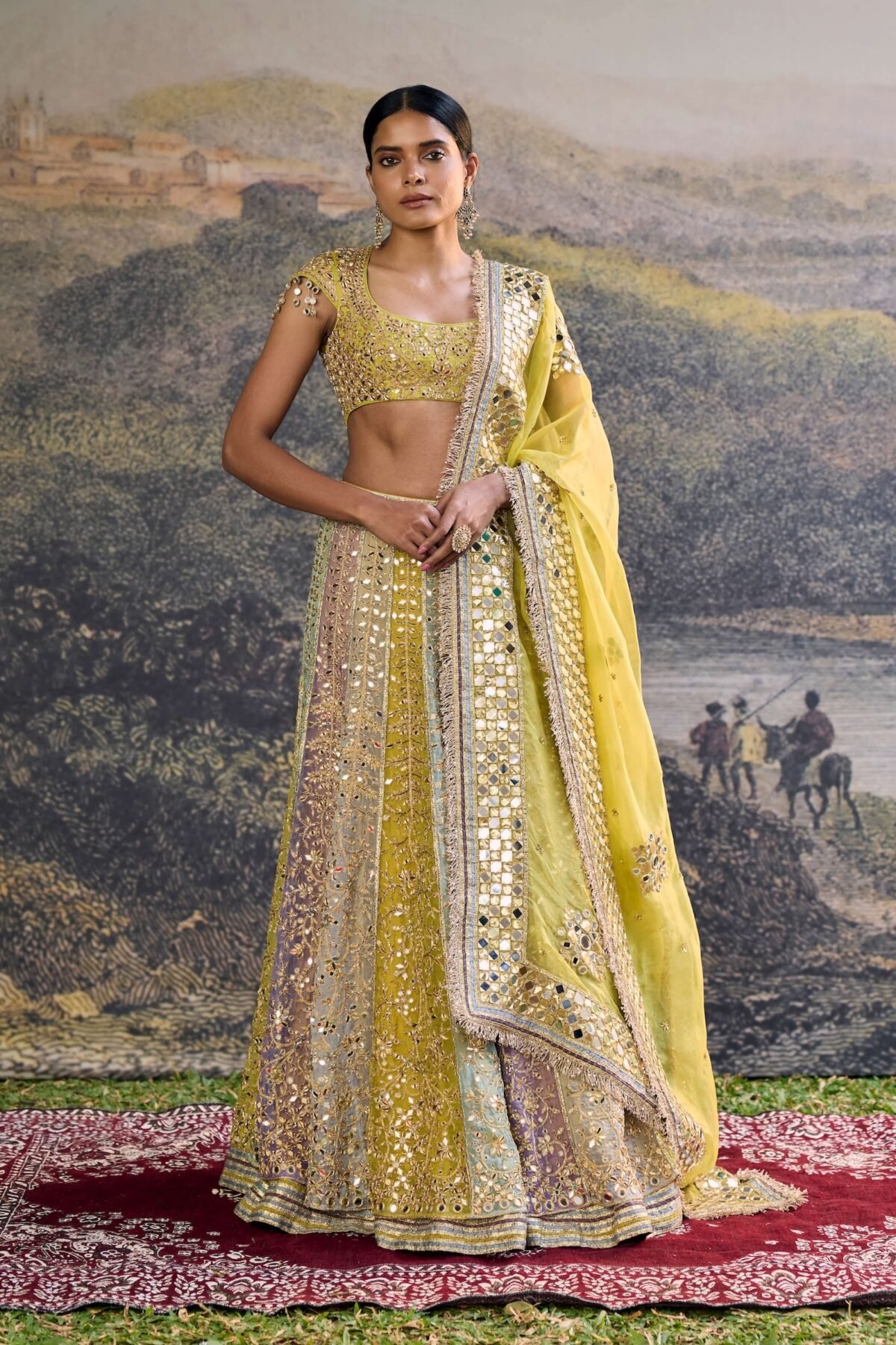 Rang mahal multicolour mirror lehenga set
