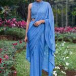 Neel tara blue crystal sari and blouse