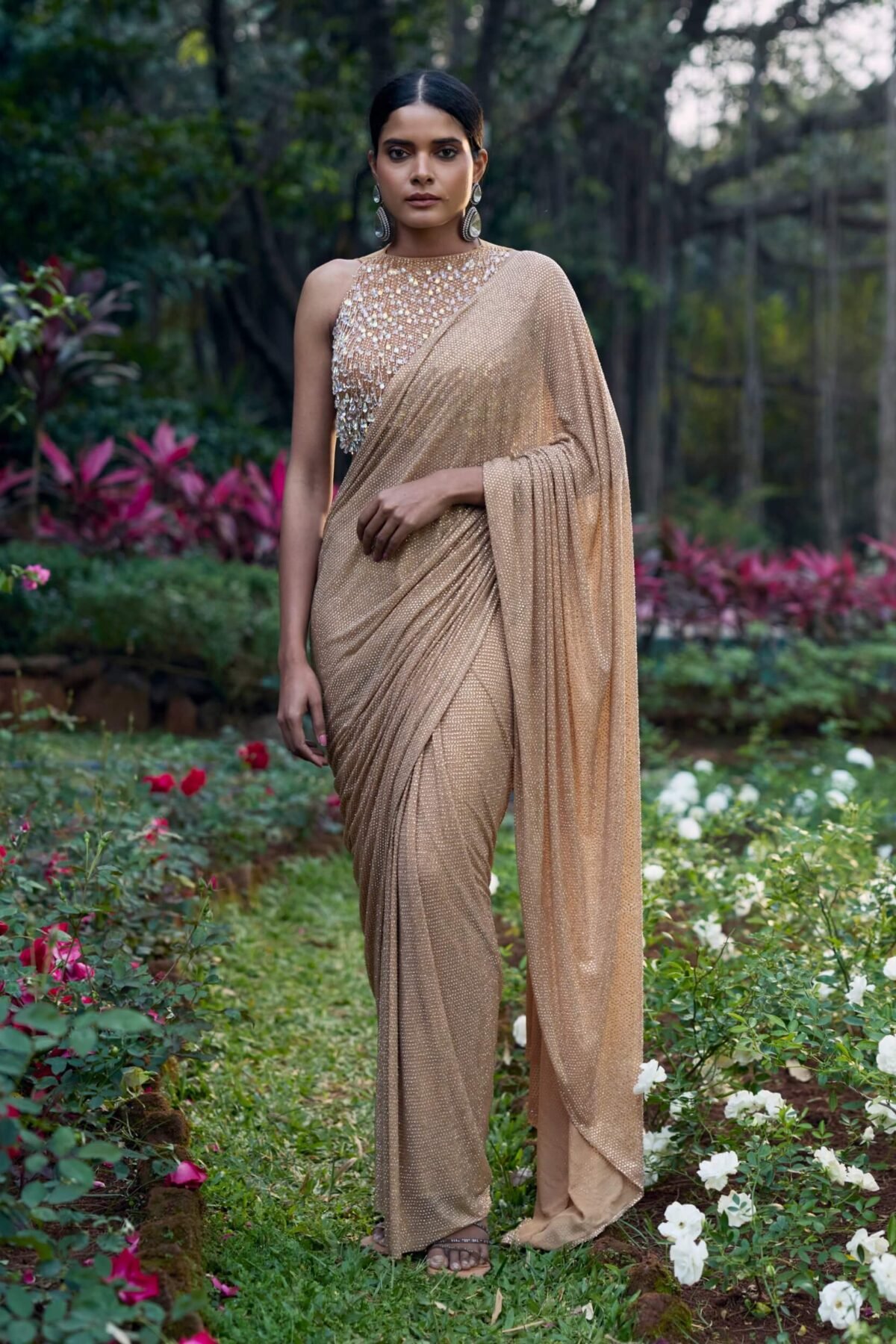 Kanak tara gold crystal sari and blouse