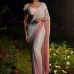 Gulrangi pink ombre crystal sari and blouse