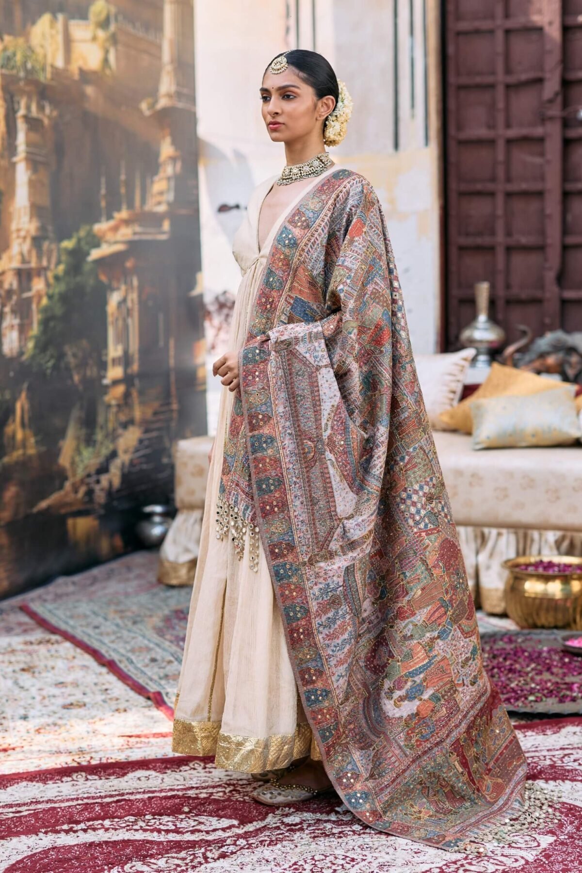 Beige sharanya anarkali set