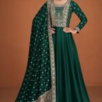 Function Party Wear Stylish Full Long Green Anarkali Gown Suit