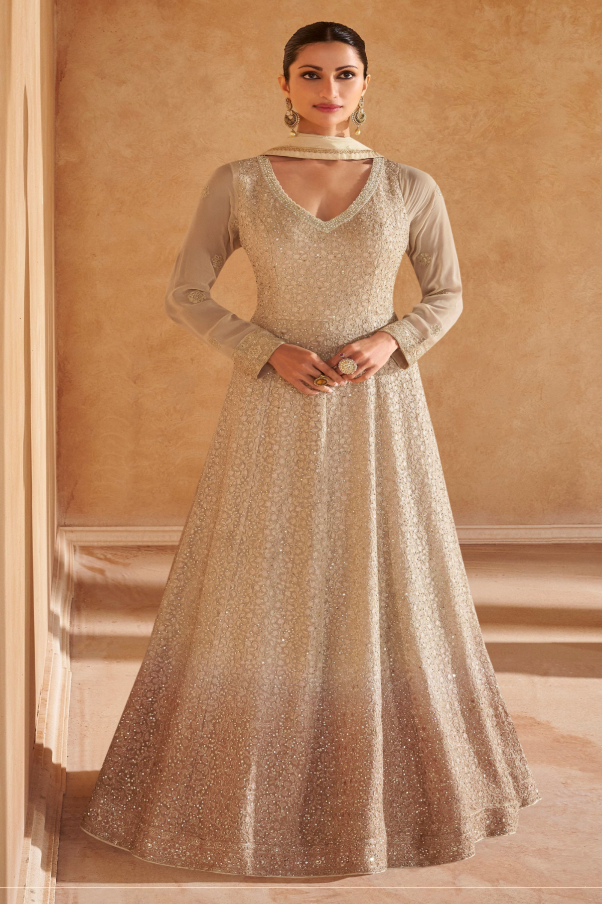Roka Nikah Wear Ethnic Full Flared Long Anarkali Suit Eith Dupatta
