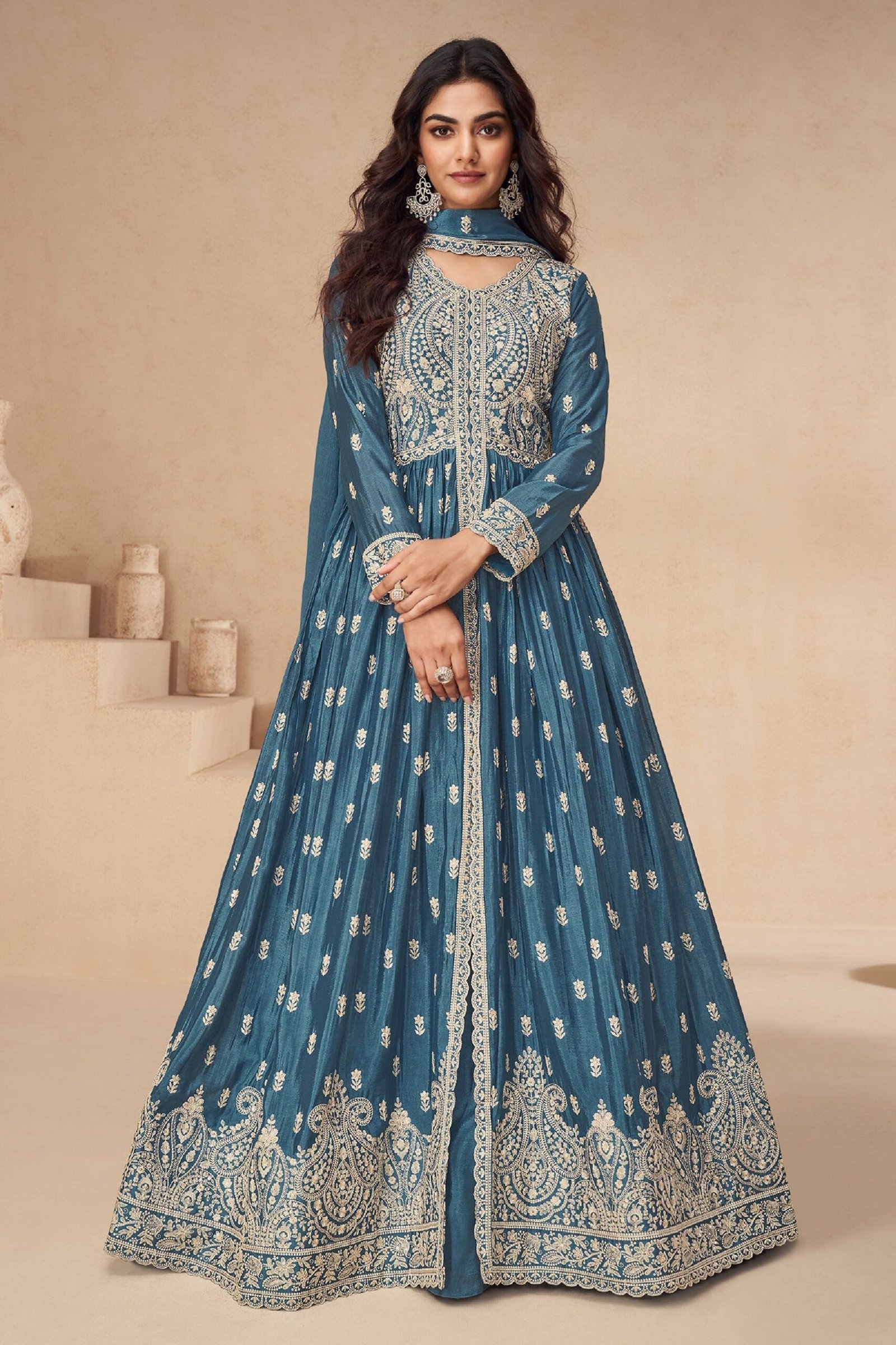 Heavy Embroidered Anarkali Party Wear Stylish Dupatta Gown