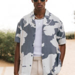 Atacama Relaxed Fit Floral Shirt in Grey and Cream