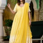 Yellow Embroidery Anarkali Set
