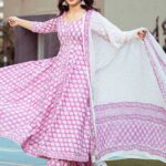 Handblock Printed Kurta Palazzo Set In Pink