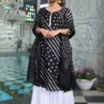 Black Chinon Kurta Sharara Set