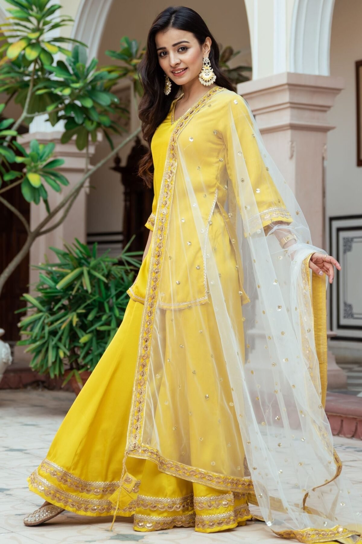 Yellow Silk Gharara Set