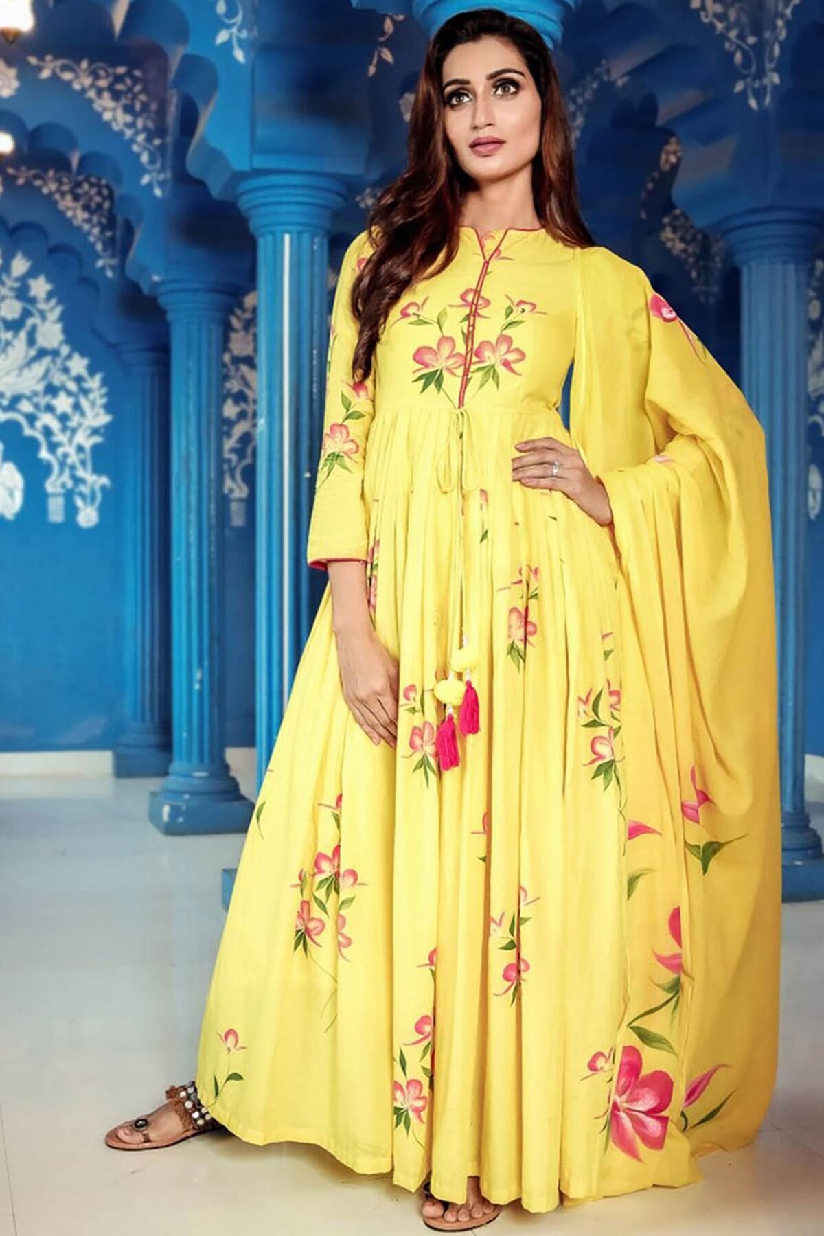 Yellow Floral Kurta Pant