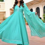Aqua Blue Anarkali pant  Set