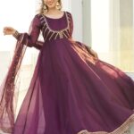 Purple Organza Anarkali Set