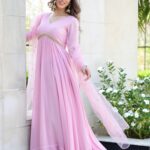Baby Pink Georgette Long Dress