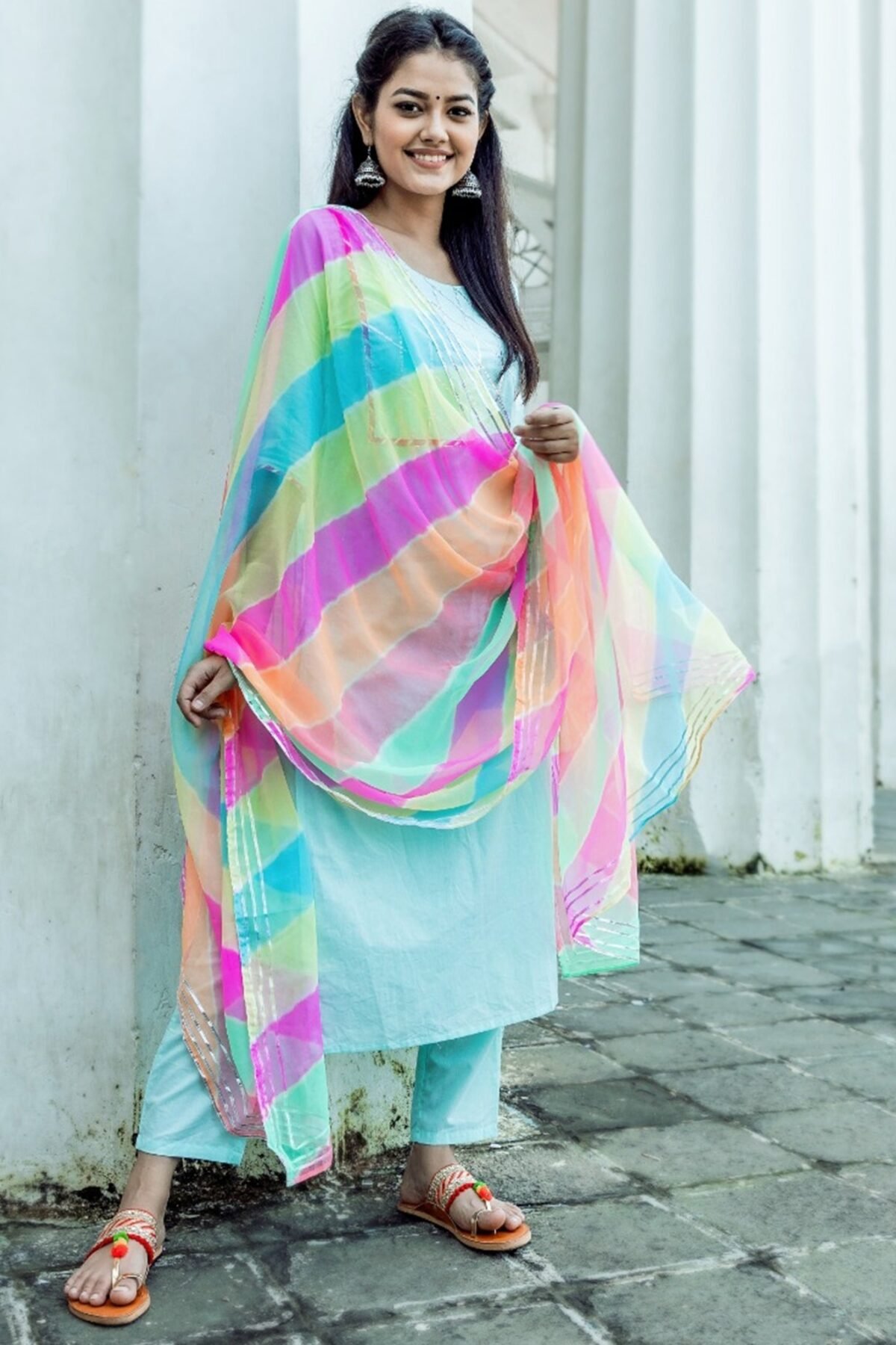 Solid Blue Multicolour Kurta Set