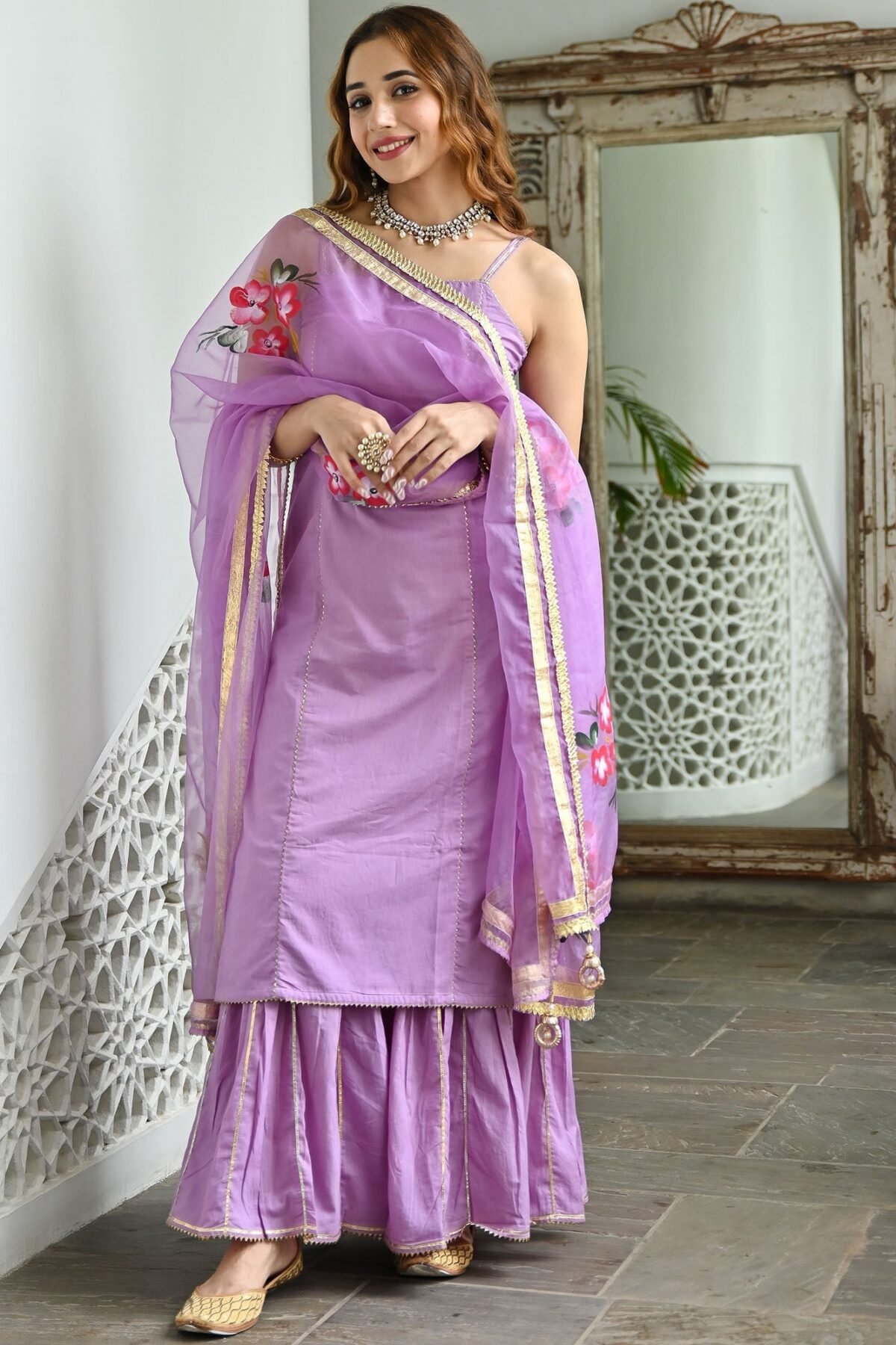 Purple Hand Paint Organza Set