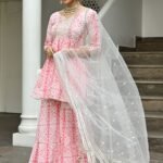 Pink Cotton Printed Sharara Set