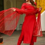 Red Silk Kurta Set