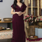Burgundy Apricot kaftan Dress
