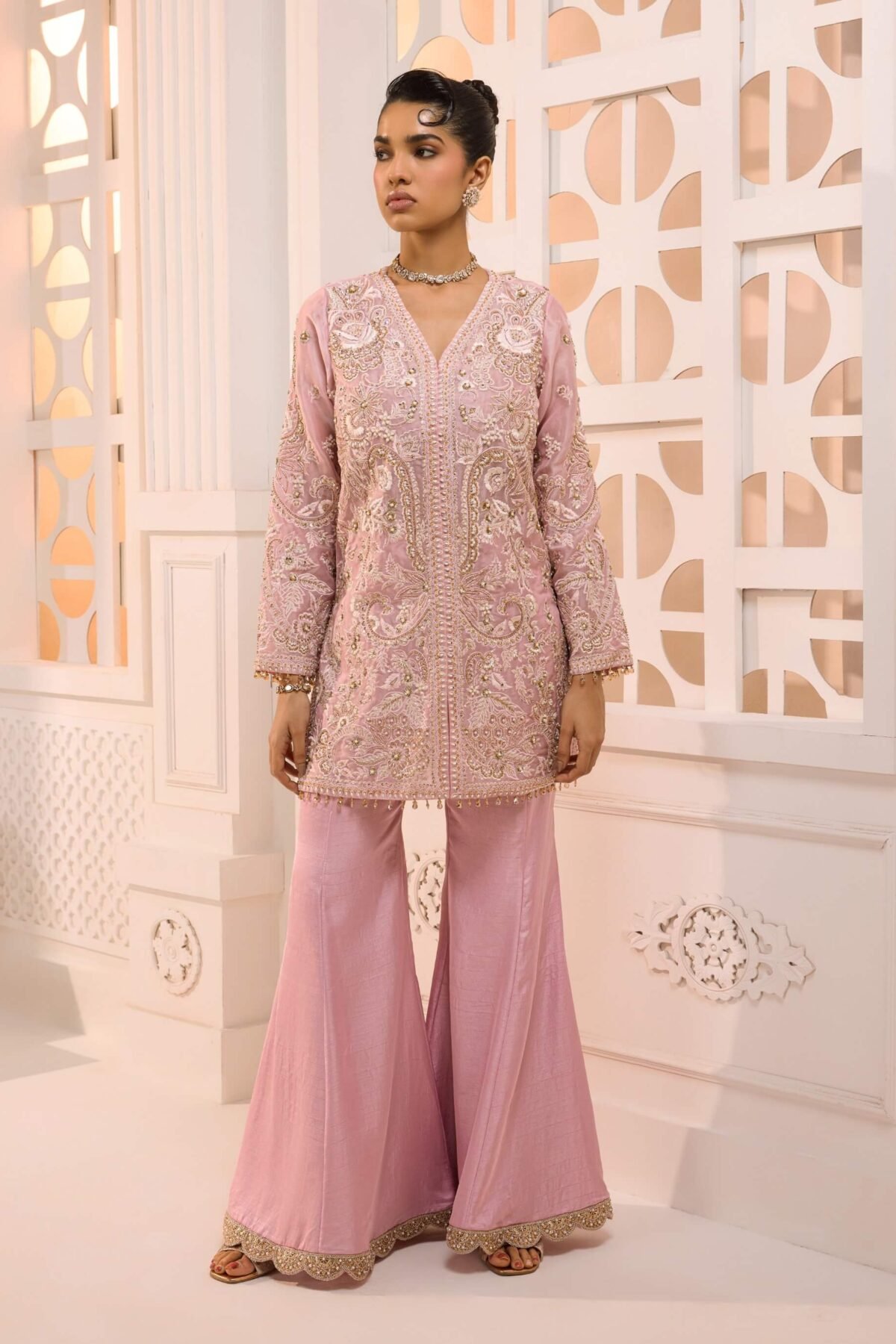 Zoya blush jacket kurta and sharara set