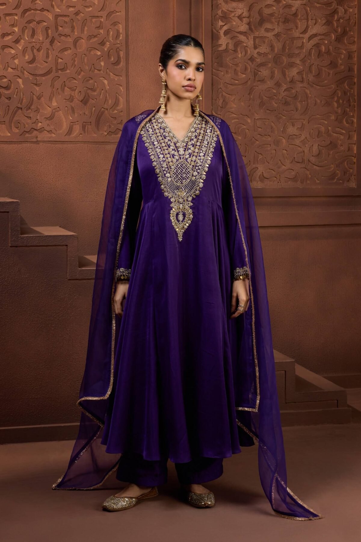 Noor royal purple anarkali set