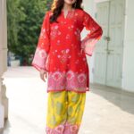 Breezy Bloom Red Kurta Farshi Set