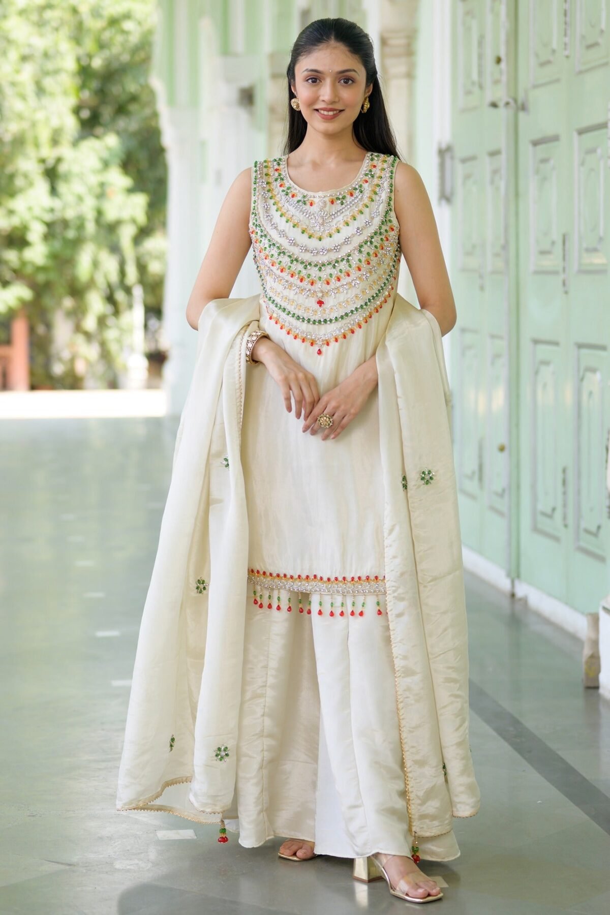 Heritage Ivory Sharara Set