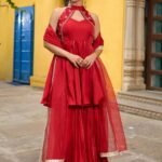 The Crimson Keyhole Sharara Set
