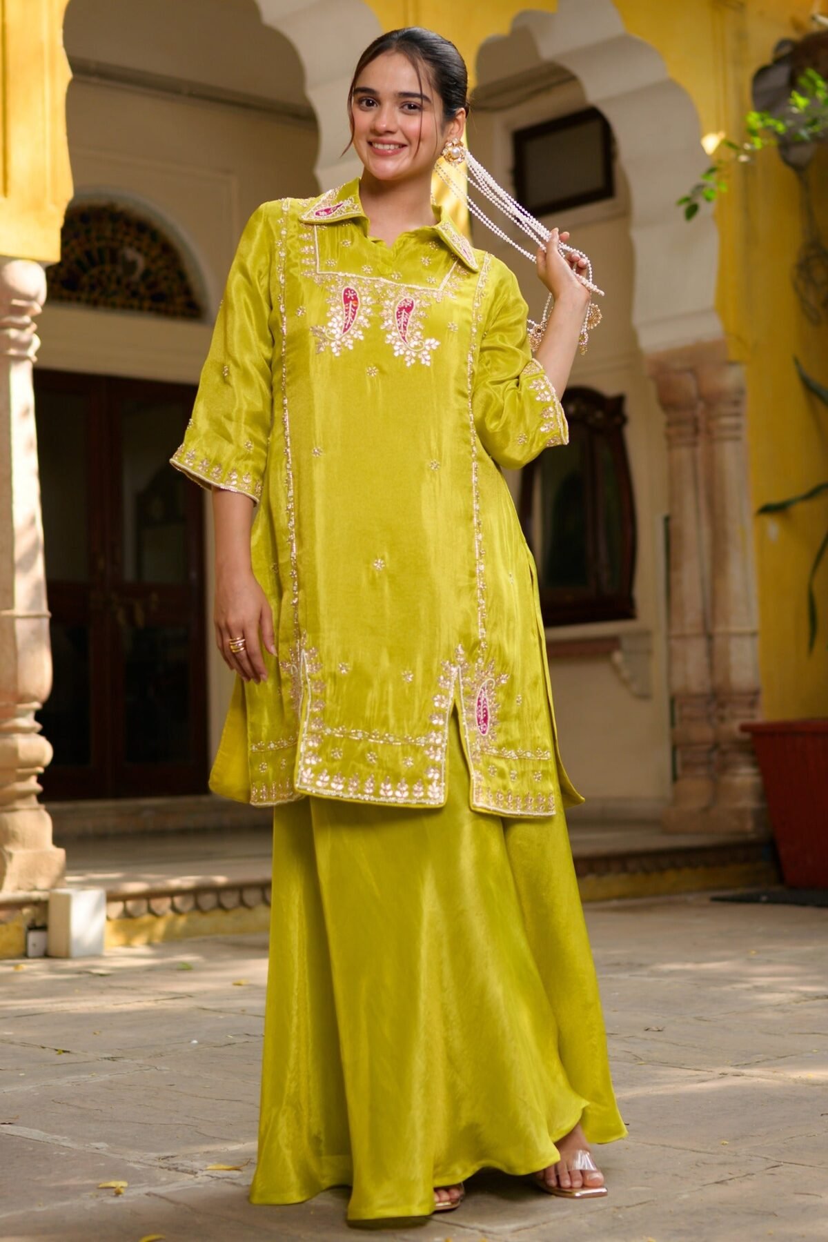 Lime Green Sharara Set
