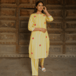Yellow Striped Co-Ord Set With Patchwork