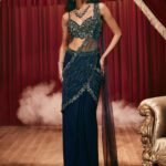 Lenore blue drape sari and blouse